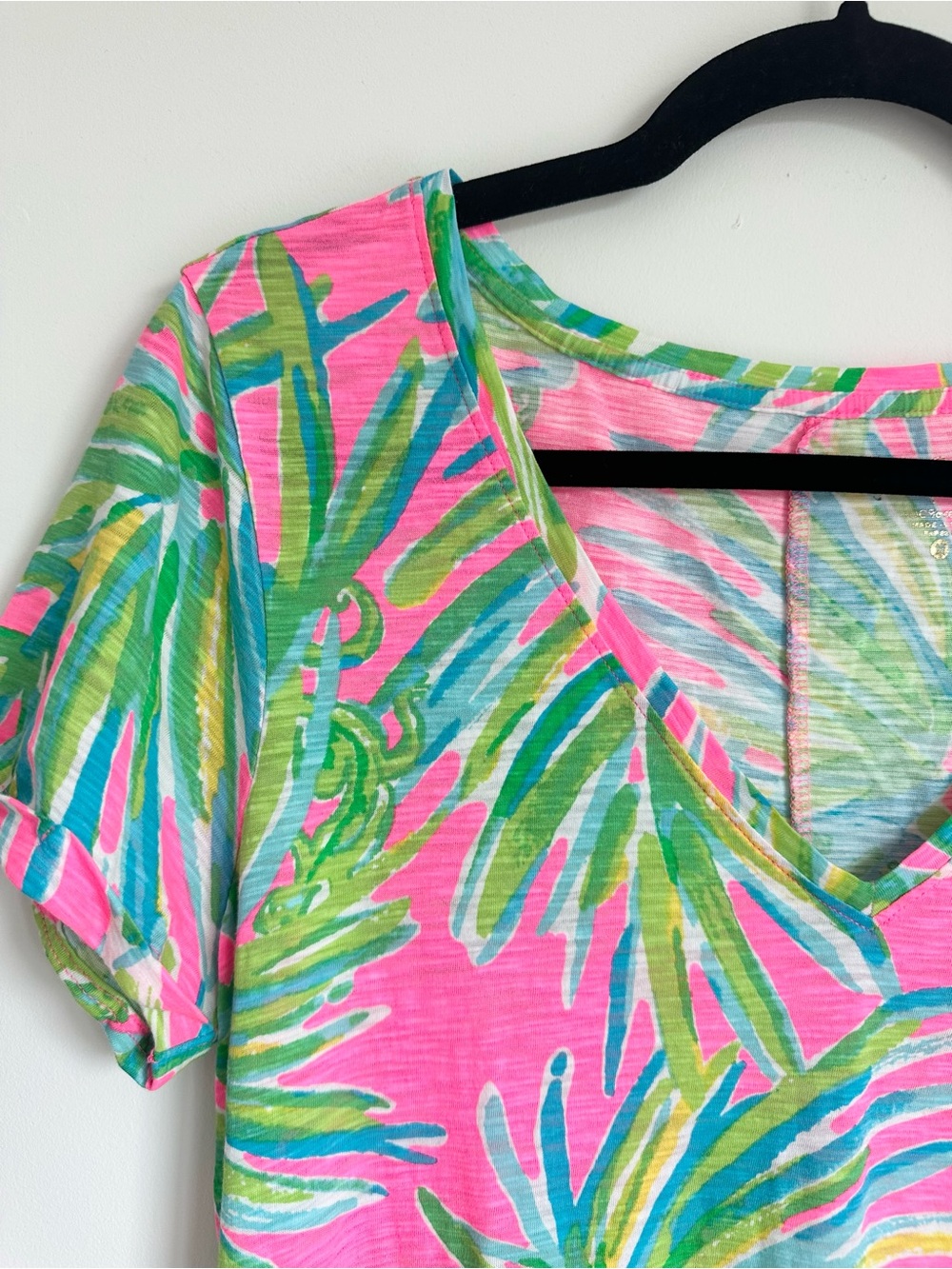 LILLY PULITZER Women's Pink Tropical V-Neck Dress Size M - Picture 3 of 6